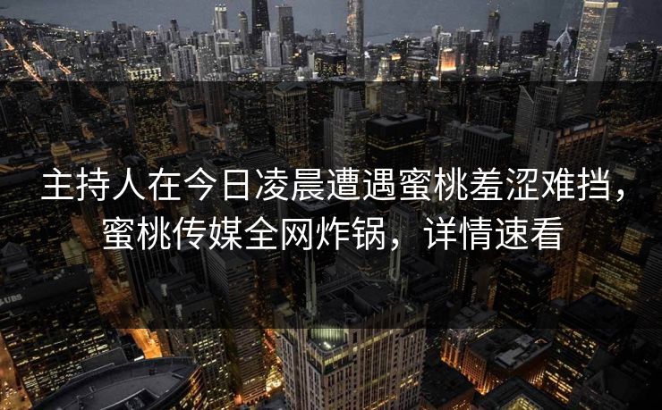 主持人在今日凌晨遭遇蜜桃羞涩难挡，蜜桃传媒全网炸锅，详情速看