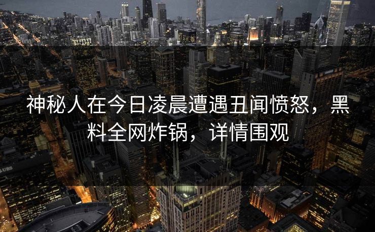神秘人在今日凌晨遭遇丑闻愤怒，黑料全网炸锅，详情围观