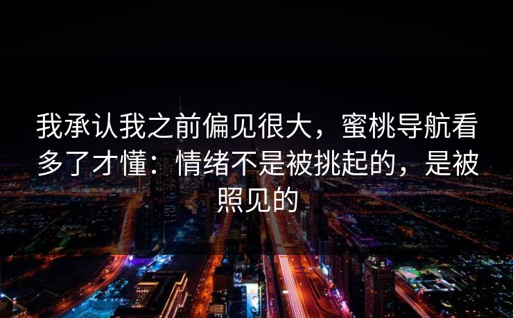 我承认我之前偏见很大,蜜桃导航看多了才懂:情绪不是被挑起的,是被照见的 我承认我之前偏见很大,蜜桃导航看多了才懂:情绪不是被挑起的,是被照见的